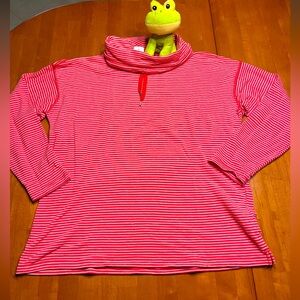 CHAPS TOP XL CORAL RED STRIPED